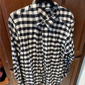 Lands' End Black and White Buffalo plaid flannel shirt Ladies plus 2x